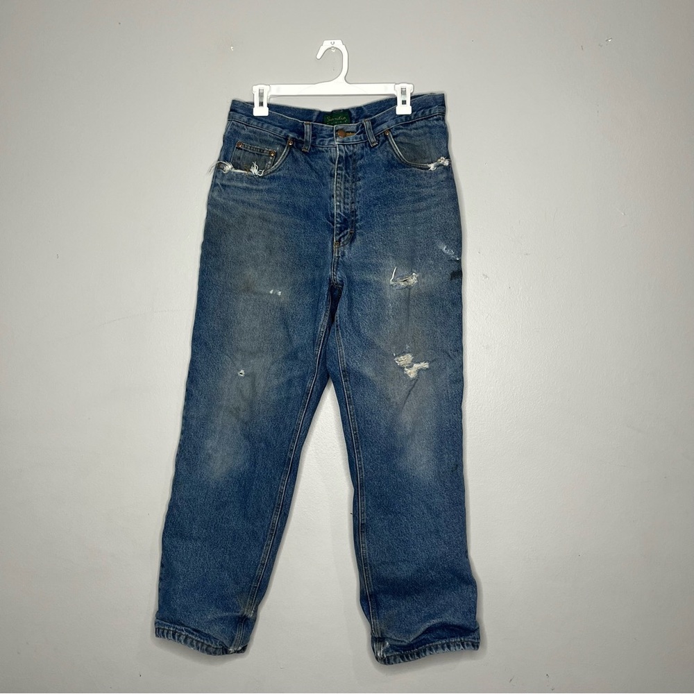 Scandia Woods Flannel Lined Worn Denim Jeans FF